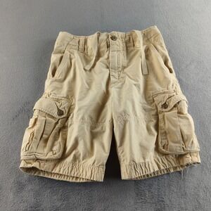 Abercrombie Cargo Shorts W32 Tan Khaki Cotton Drawstring Elastic Waist Baggy